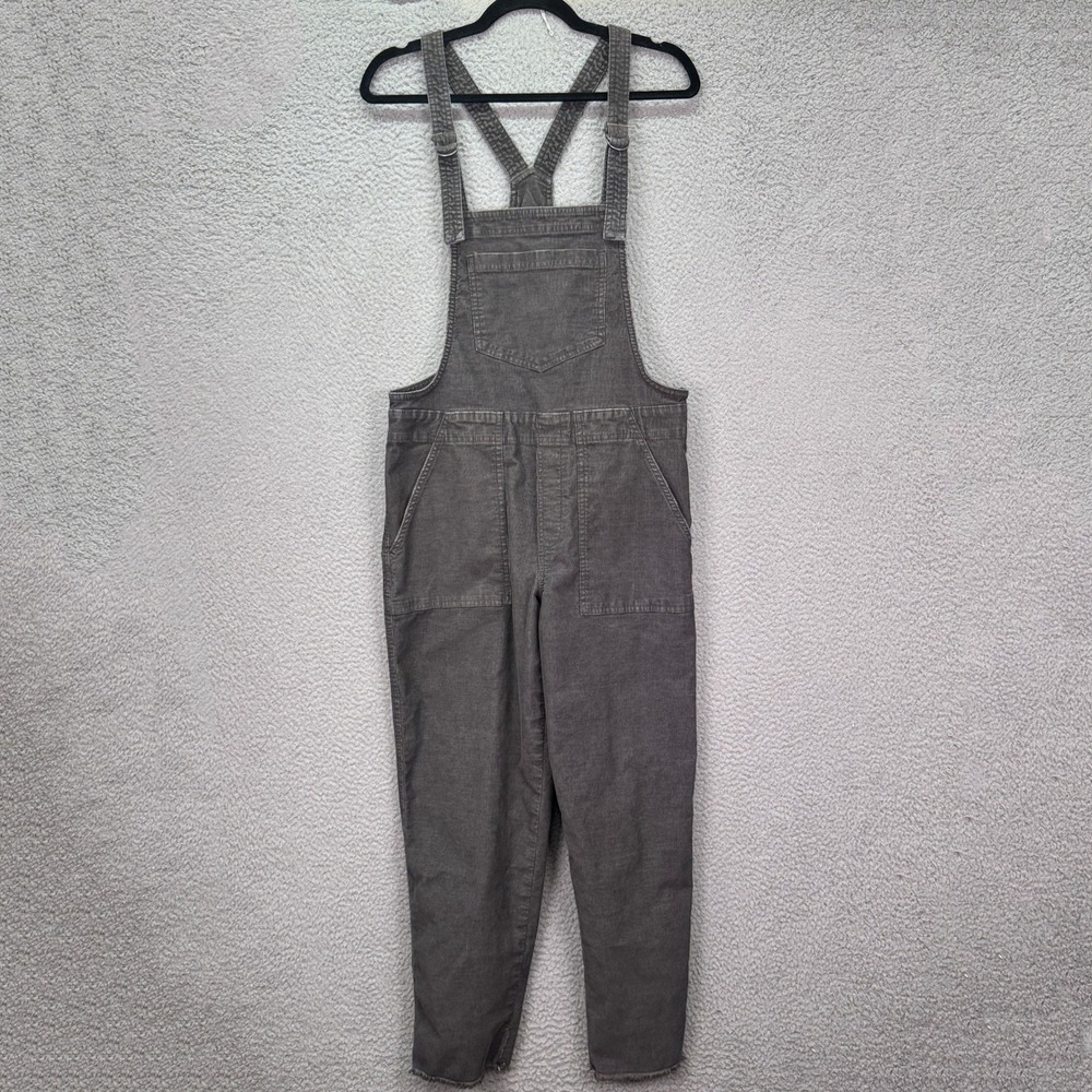Aerie Overalls Womens S Gray Corduroy Raw Hem Adjustable Straps Utility Timeless
